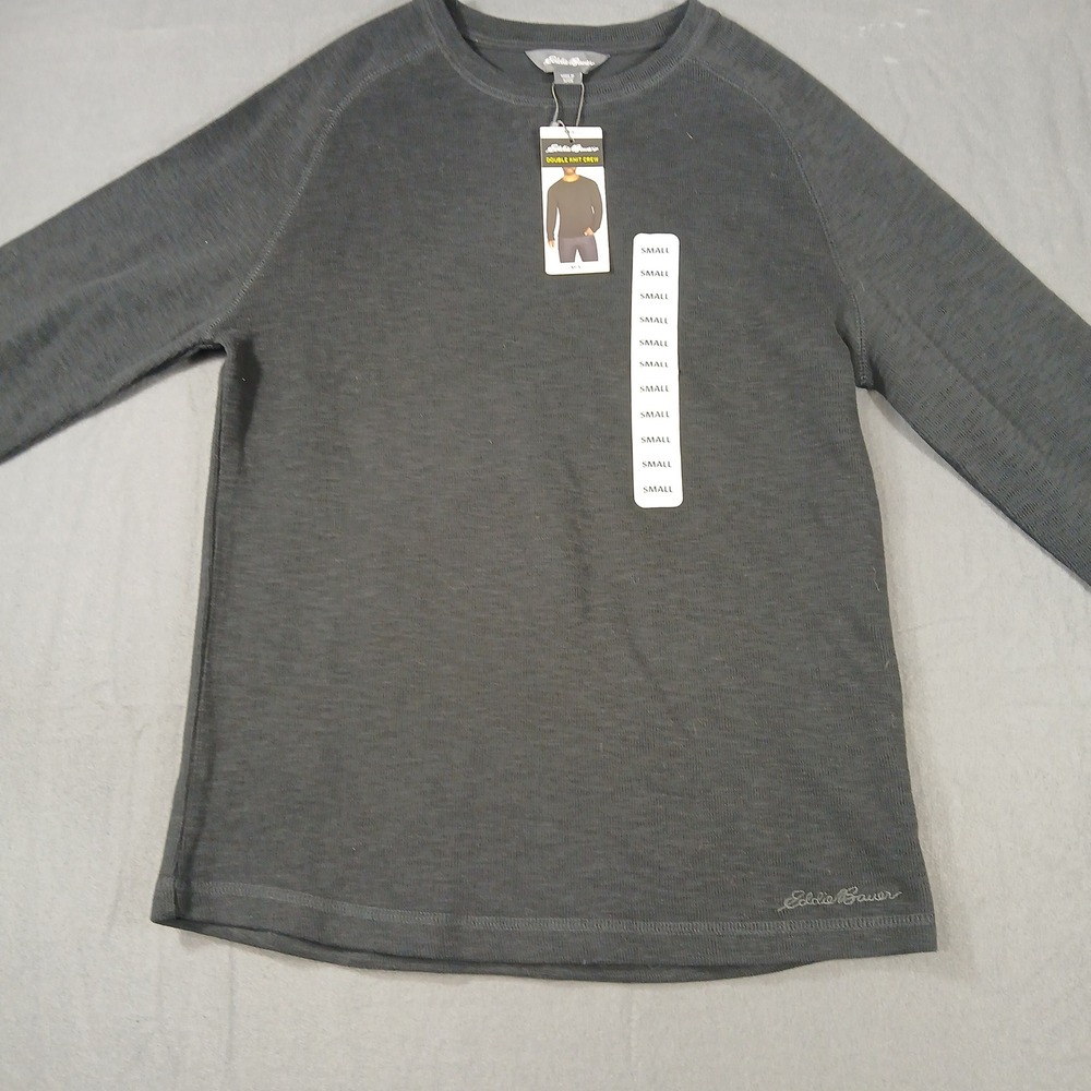Eddie Bauer Double Knit Crew Mens Small Black Long Sleeve‎ Raglan EB002261